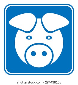 Pig symbol button on white background. Vector illustration.