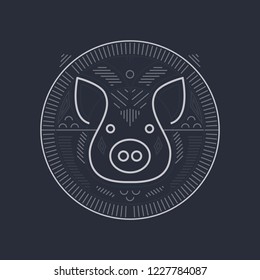 Pig symbol design - line art style pig head illustration