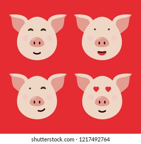 Pig symbol, icon. Vector illustration.