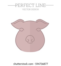 Pig symbol, logo, emblem. Contour Design.
