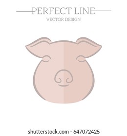 Pig symbol, logo, emblem. Contour Design.