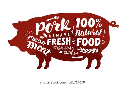 Pig symbol. Meat, pork vector illustration