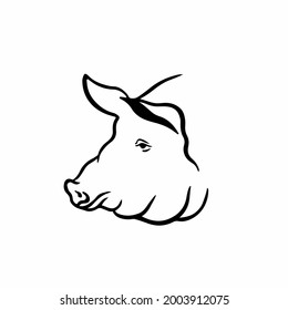 Pig Symbol. Tattoo Design. Vector Illustration.