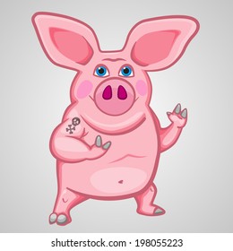 pig with tattoo