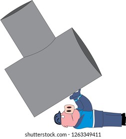 Pig Technician doing workout. Vector - Illustration