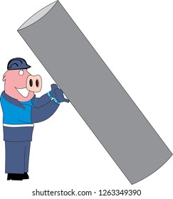 Pig technician vector - illustration