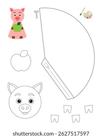 Pig template for coloring and building for games