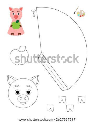 Pig template for coloring and building for games