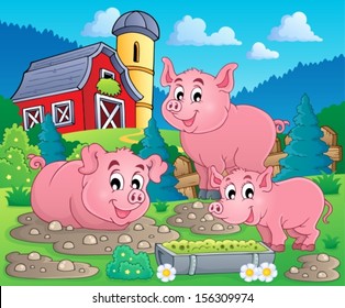 Pig theme image 1 - eps10 vector illustration.