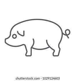 Pig thin line icon, farming and agriculture, pork meat vector graphics, a linear pattern on a white background, eps 10.