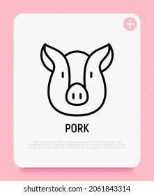 Pig thin line icon. Modern vector illustration of pork.