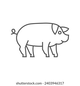 Pig thin line vector icon, outline icon, pixel perfect icon