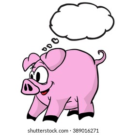 pig with thought bubble cartoon