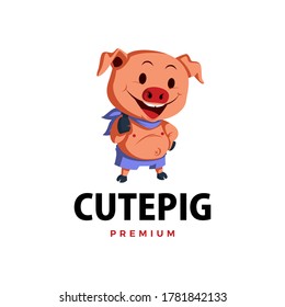 pig thumb up mascot character logo vector icon illustration
