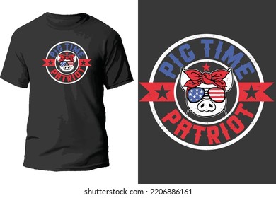 Pig time patriot t shirt design.