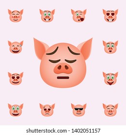 Pig in Tired emoji icon. Pig emoji icons universal set for web and mobile