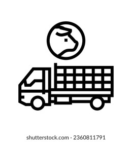 pig transport truck line icon vector. pig transport truck sign. isolated contour symbol black illustration