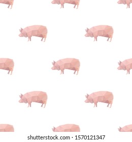 Pig triangle shape seamless pattern backgrounds. Wrapping paper template. Polygonal design illustration.