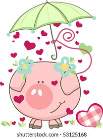 pig with umbrella
