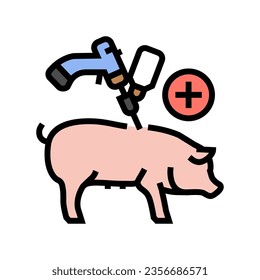 pig vaccination color icon vector. pig vaccination sign. isolated symbol illustration