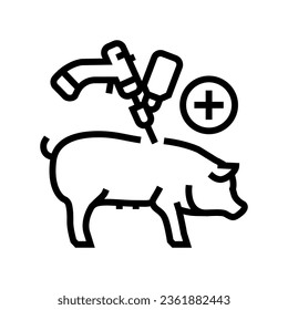 pig vaccination line icon vector. pig vaccination sign. isolated contour symbol black illustration