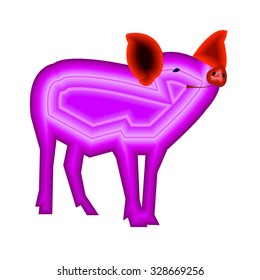 pig vector animal farm illustration domestic mammal pork cartoon cute pink