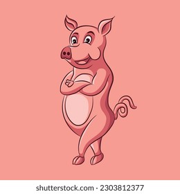 pig vector cartoon character design 