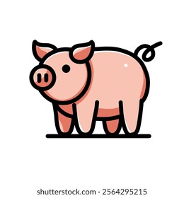 pig vector design illustration, pig icon, pig logo, pig sticker, animal design, great as a sticker.