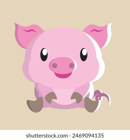 Vector de cerdo con ilustración detallada de luz y sombra