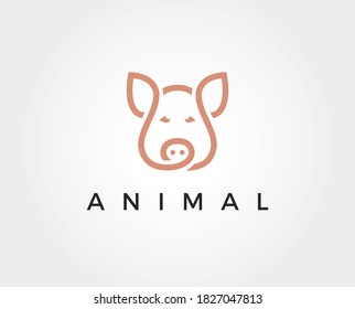 Pig vector head isolated on white background. Hog, pork, piglet, swine, boar. Farm or shop meat logo, icon, sign, emblem, symbol, stamp. Retro ink engraving style. Hand drawing illustration.