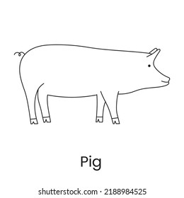 Pig vector icon of farm animal, linear illustration.