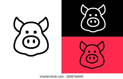 pig vector icon outline style eps
