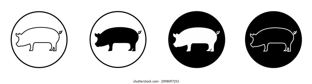 Pig vector icon set isolated on white background. Collection of pig silhouette flat illustrations.