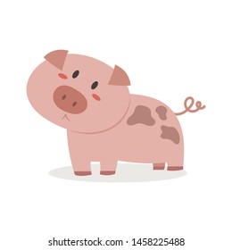 Pig vector illustration cartoon. Farm animal. Cute piglet pastel cartoon.
