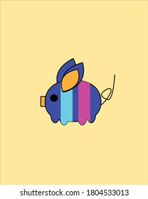 Pig vector illustration design in blue color