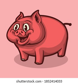 ilustración vectorial de cerdo aislada en fondo rosa