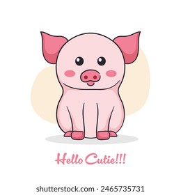 Pig vector illustration isolated on abstract background. Vector illustration with farm animal in cartoon style.