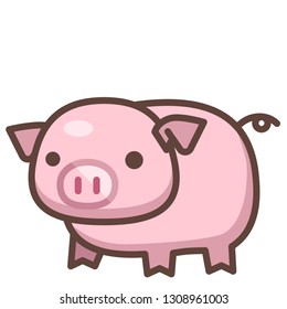 A pig vector illustration in line color design