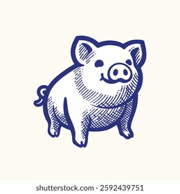 Pig Vector Illustration, Pork Symbol Vector Image, Pig Meat Sign Vector Image, Cute Pig Vector Image.