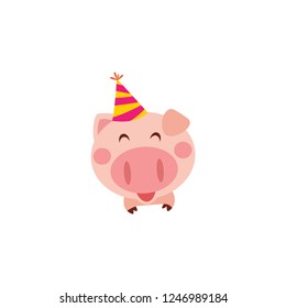 Pig vector illustration. Symbol of the New Year 2019. Chinese horoscope. Happy New Year of the Earth Pig 2019.