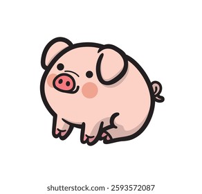 Pig Vector Image, Cute Pig Vector Illustration, Baby Pig Vector Image, Hog, Boar, Pig , Pork Sign Vector Image.