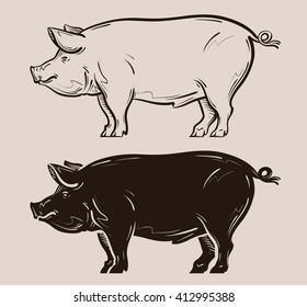 pig vector logo. farm, pork, piggy icon