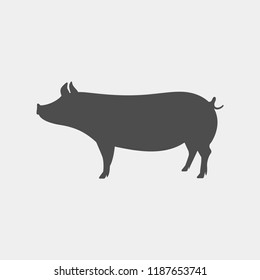 Pig vector silhouette. Farm animal silhouette