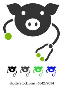 Pig Veterinary flat vector pictogram. Pig Veterinary icon with gray, black, blue, green color versions.
