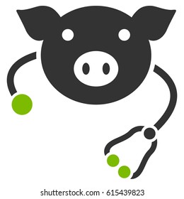 Pig Veterinary vector icon. Flat bicolor eco green and gray symbol. Pictogram is isolated on a white background. Designed for web and software interfaces.