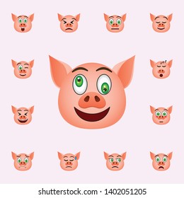 Pig in vexation emoji icon. Pig emoji icons universal set for web and mobile