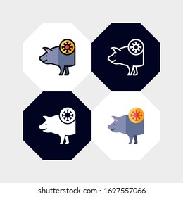 Pig Virus Icon Logo Vector Illustration. with four styles, outline, filled outline, flat and glyph. template for website and company