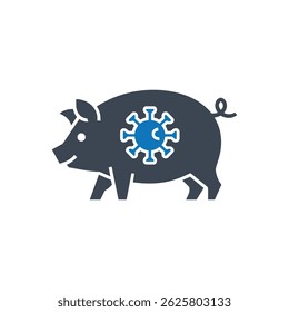 Pig Virus Pathogen Icon Isolated On White Background