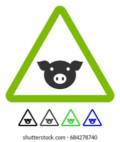 Pig Warning flat vector icon. Pig Warning icon with gray, black, blue, green color versions.