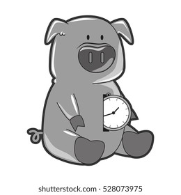 pig with watch character
